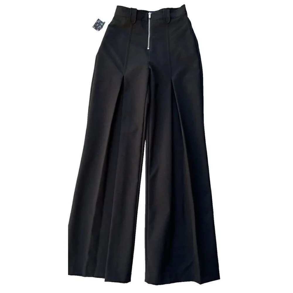 Nasty Gal Women's I'm Bossy Black Wide Leg High Waist Trousers Pants Size XS - Picture 2 of 13